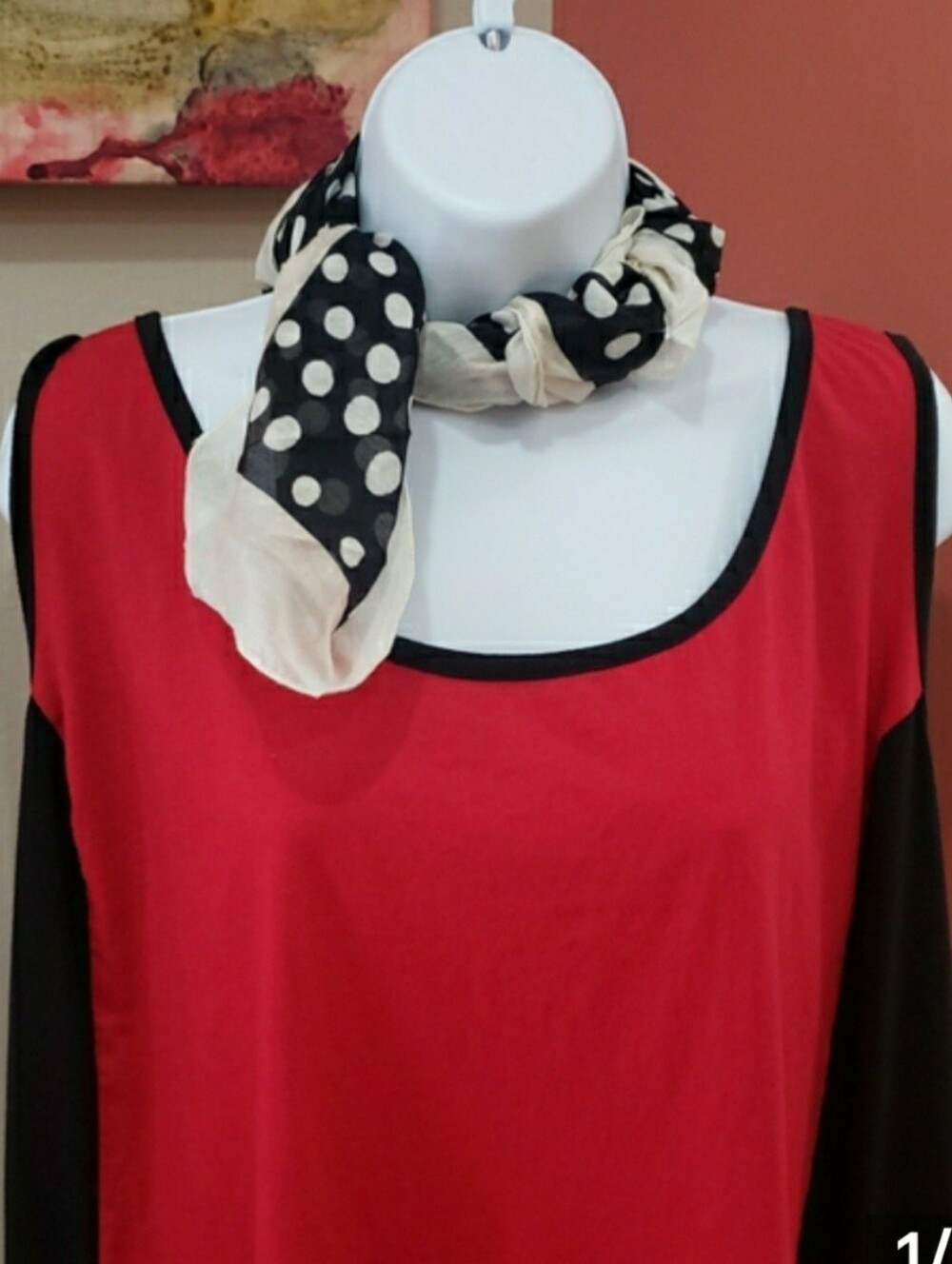 Women's Cold Shoulder Sleeves Top In Red & Black, 3X